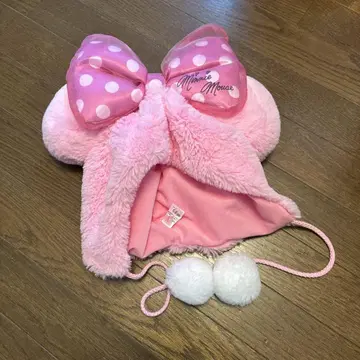 미니 마우스 핑크 플리스 모자