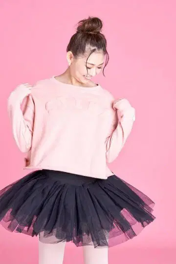 STINA 마카롱 로고 맨투맨 핑크