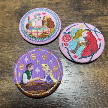 디즈니 자수 캔뱃지 3종