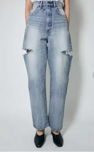moussy 허벅지 슬릿 루즈 스트레이트