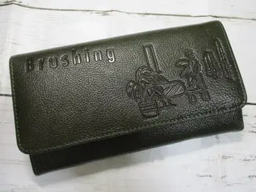새상품 스누피 지갑 덮개 장지갑 가르송 여성용 천연 가죽 그린