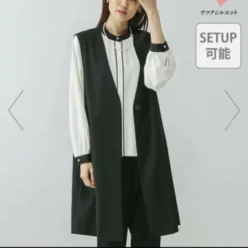 새상품 글로벌 워크 우츠쿠 실루엣 롱베스트 블랙
