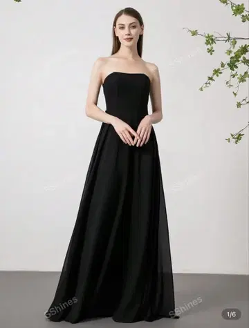 블랙 스트랩 백 리본 드레스