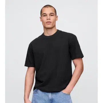 Gap 헤비 웨이트 크롭 티셔츠 블랙