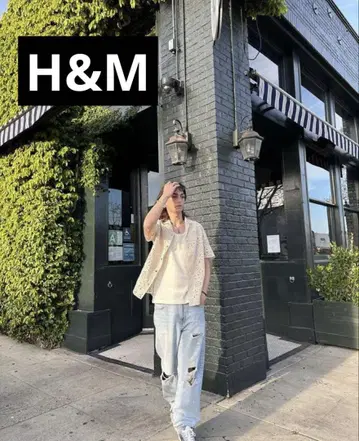 H&M 크로셰 밤 리조트 셔츠 XL 모건 클로드 OUR's