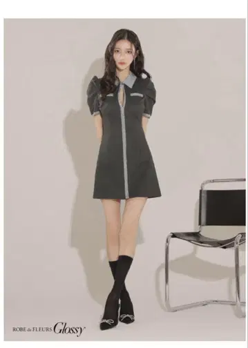 ROBE de FLEURS GL3349 반팔 미니 드레스