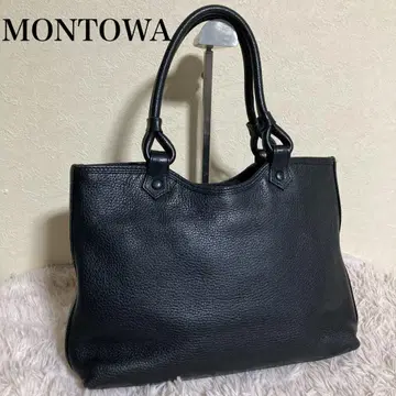 MONTOWA 모토와 천연 가죽 핸드백 블랙 일본제