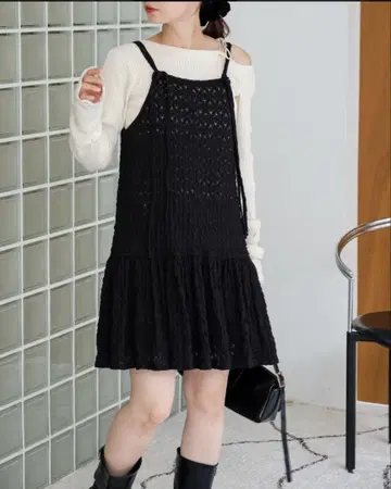 카스타네 후쿠레 자카드 미니 원피스