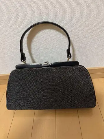 쇼와 레트로 검은 비즈 장식 일본 의류용 핸드백