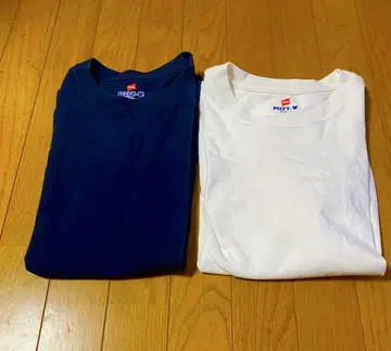 Hanes 티셔츠 2장 세트 네이비 화이트 M