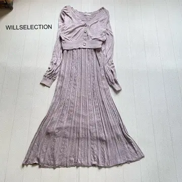 WILLSELECTION 볼레로 가디건 & 슬리브리스 원피스 세트 핑크