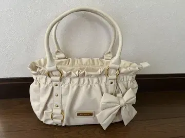 아이보리 프릴 리본 핸드백