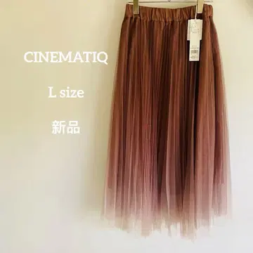 CINEMATIQ 일본제 택 포함 브라운 레이스 플리츠 스커트 L 사이즈