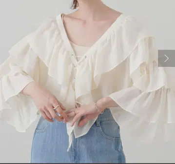 카스타네 소매 프릴 레이스업 볼레로