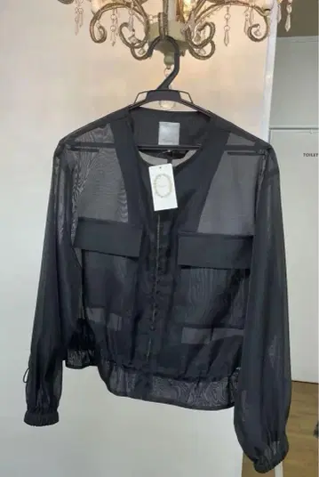 시스루 블랙 노카라 자켓
