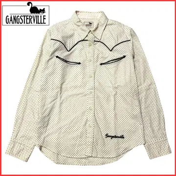 GANGSTERVILLE 로고 자수 도트 무늬 긴팔 셔츠 아이보리 S