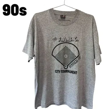 90s USA제 베이스볼 야구 프린트 티셔츠 XL 그레이