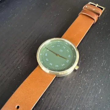 MAVEN 316L 40MM 그린 다이얼 가죽 벨트 손목시계 작동 확인