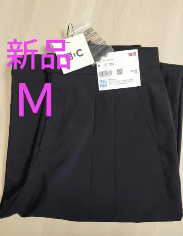새상품 유니클로 C 유니클로 시 감동 턱 와이드 팬츠 블랙 검정 M