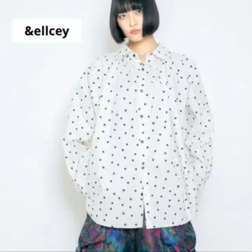 &ellcey 앤드 엘시 고양이 도트 셔츠
