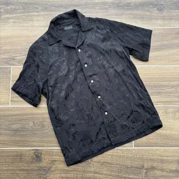 TETE HOMME 블랙 알로하 셔츠 L