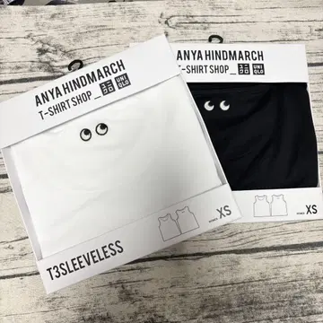 유니클로 T3SLEEVELESS XS 화이트 블랙 세트