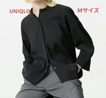 유니클로 드레이프 블라우스/7부 소매 블랙 M