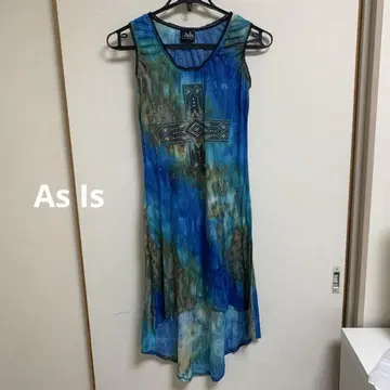 LosAngeles AsIs 블루 계열 십자가 자수 슬리브리스 튜닉