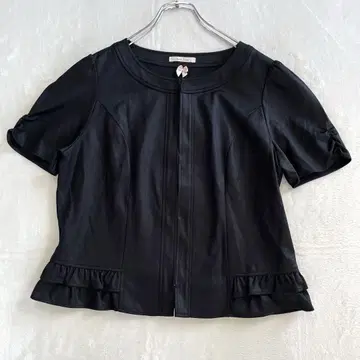 Rose Tiara 칼라리스 자켓 42 XL 반팔 빅 사이즈 블랙
