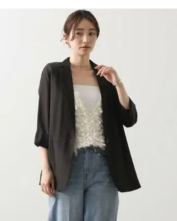 시어 슬라브 테일러 7부 소매 자켓