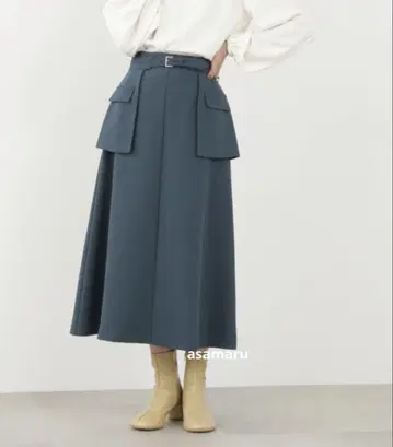 레이어드 벨트 A 라인 스커트