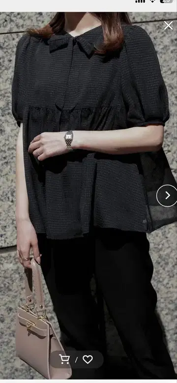 HUIT bouquet 시어 체크 리본 블라우스 HUIT