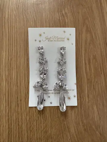 Just Married 크리스탈 롱 귀걸이 웨딩