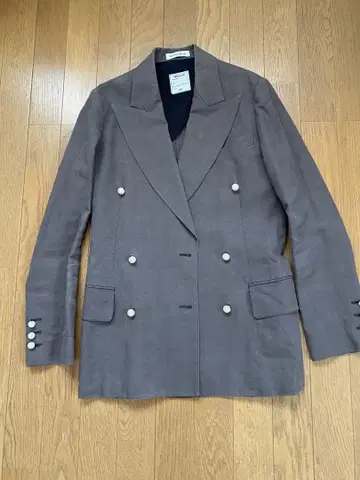 매디슨 블루 린넨 펄 자켓