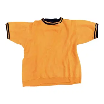 Orange/Navy 니트 소재 반팔 상의