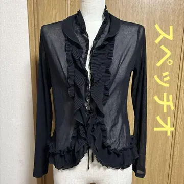SPECCHIO 스페치오 시어 가디건 프릴 40 블랙