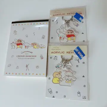 산리오 크레용 신짱 3줄 아크릴 키링 메모장
