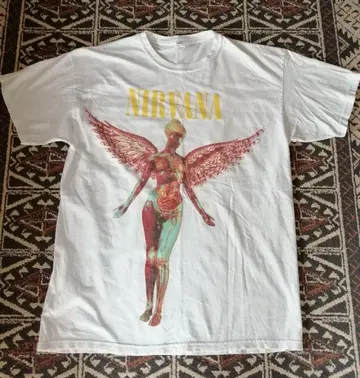 구제 의류 M&O Gold NIRVANA 닐바나 밴딩 티셔츠 남성용 L