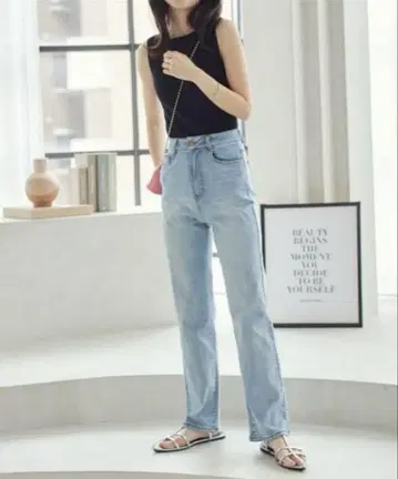 고베 레터스 시원한 접촉 냉감 데님 작은 키용