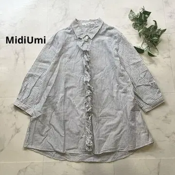 새상품급 MidiUmi 스트라이프 코튼 셔츠 카슈쿨 오부 소매 2way