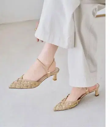 Le Talon 5cm 포인트 GINGHAM 앵클 펌프스 (베이지)