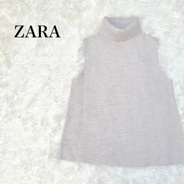 ZARA 자라 니트 터틀 니트 슬리브리스 S 코튼 리브
