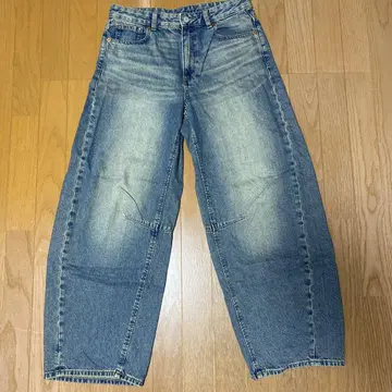 지유 배럴 레그 청바지 XL