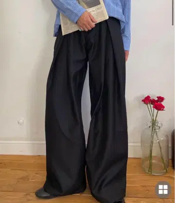 허리 폴드 와이드 벌룬 슬랙스