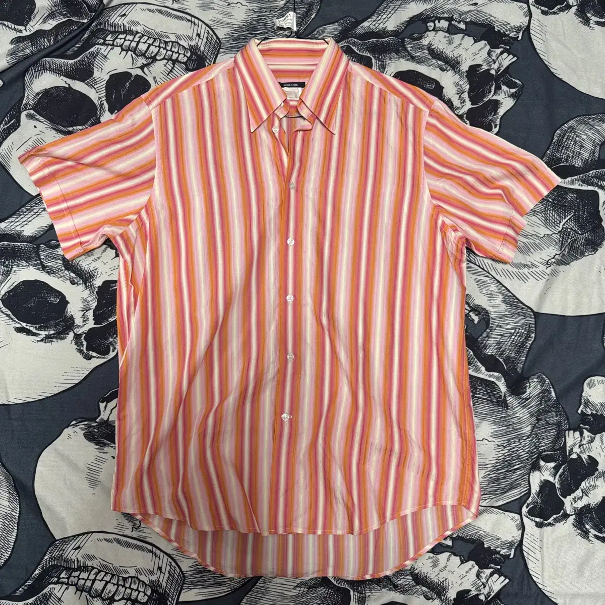 Versace Striped Short Sleeve Shirt, Size 2XL