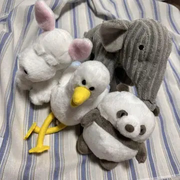 봉제 인형 세트 (토끼, 오리, 팬더, 코끼리)
