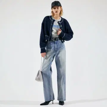 MOUSSY HW DAMAGE LOOSE STRAIGHT 데님 23인치