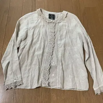 스튜디오 클립 린넨 블라우스 레이스 린넨