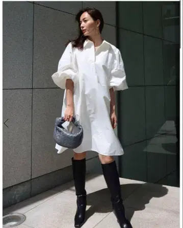 애뉴언스 스키퍼 넥 미니 원피스 블랙