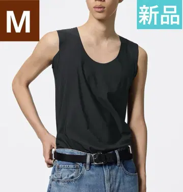 새상품 지유 스타일 드라이 프리 컷 와이드 T 슬리브리스 M 블랙 새상품